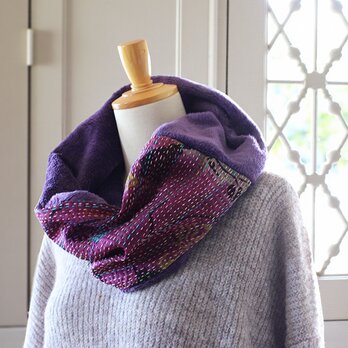 カンタ刺繍シルクとエコファーのねじりスヌードA