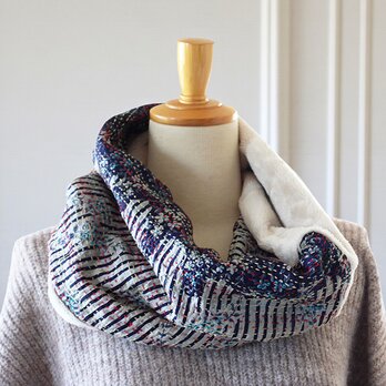 カンタ刺繍シルクとエコファーのねじりスヌードB