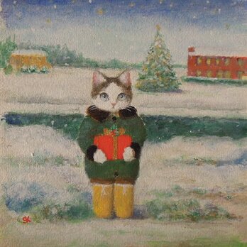 赤いラッピングのクリスマスプレゼント