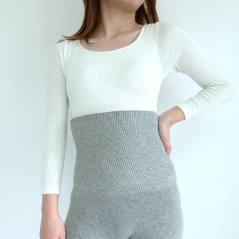 温活【日本製】ホールガーメントで編み上げた腹巻レギンス＜杢グレー＞