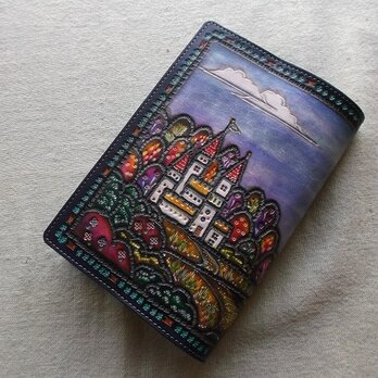 新書ブックカバー  牛革拭き染め