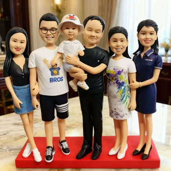 家族記念日 プレゼント 家族写真 記念品 似顔絵 人形 ❤ 大人数 肖像画 写真入り そっくり フィギュア ❤会社 先輩 同僚