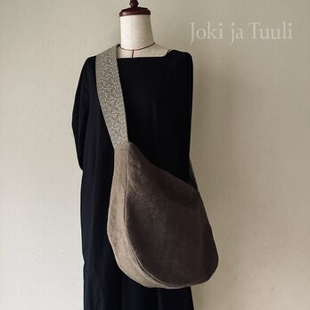 [手織りベルトリネンショルダーバッグ] モカ　