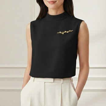 枝モチーフ パールブローチ アンティーク調ゴールド【ebro30】