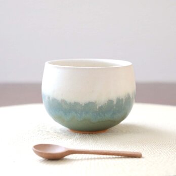 マット釉と森の緑のかけ分けお湯のみ ブレンド土