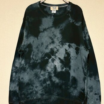 タイダイ スウェット トレーナー XLサイズ ブラック×グレー ムラ染め HD25-17