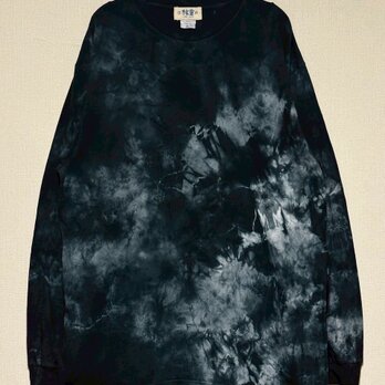 タイダイ 長袖 Ｔシャツ XLサイズ ブラック ムラ染め HIPPIES DYE HD25-19
