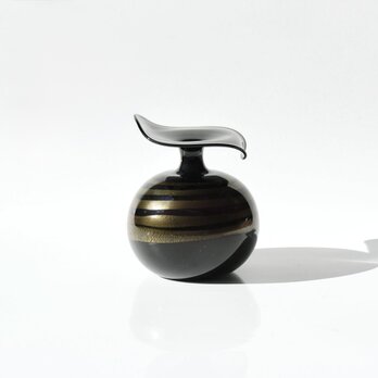 【Ludwig Schmid】ドイツ製 / ヴィンテージ / 手吹き金彩アートガラス花瓶 / ブラック