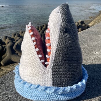 【DL編み図】かぎ針編み海洋生物サメヘッド(直立)編み図