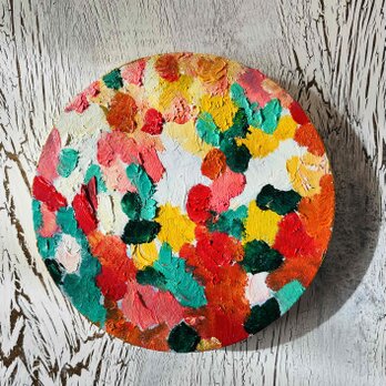 油彩 絵画 『Wild Flowers 2025』｜丸形アートパネル 直径15cm｜インテリア 絵画 原画