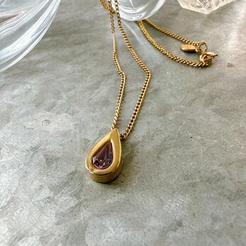 NA150-【 AVON 】エイボン・ヴィンテージネックレス 1976 Waterdrop Purple Glass