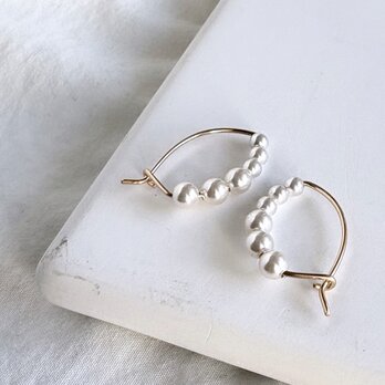 14kgf pearl marquise smallキャッチレス　マーキスピアス　クリスタルパール