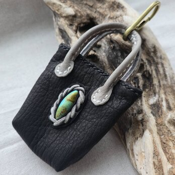 鹿革のミニチュアトート キングマンターコイズ