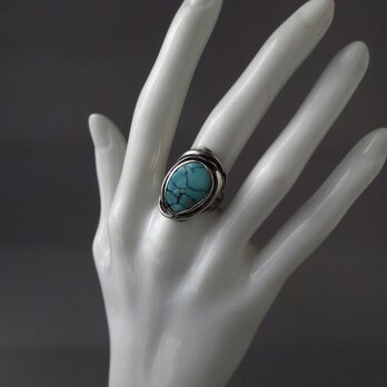 淡い色合いのターコイズ・燻しのシルバーリング