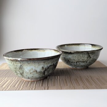 新春福袋　ライトブルーのどんぶりペア　【手仕事　民藝　和　陶器】