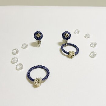 【2way】気分に合わせて２通りを愉しめるイヤリングo-raka 金属ｱﾚﾙｷﾞｰ対応 優しいパープル&シルバー