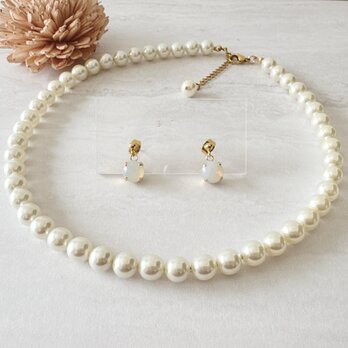 入学式・卒業式に｜ジャパンヴィンテージパールネックレスとドイツガラスピアス（イヤリング）のセット