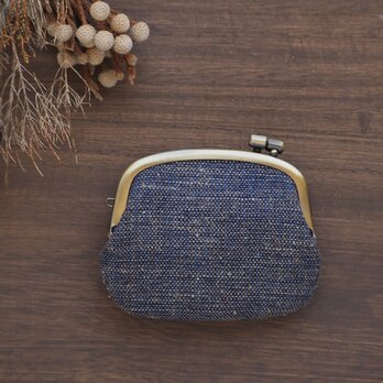 ■手紡ぎ、手織り生地の横ひねりがま口コインケース / e1■ panier(gmi-e1)