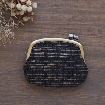 ■手紡ぎ、手織り生地の横ひねりがま口コインケース / e2■ panier(gmi-e2)