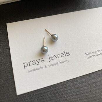 14kgfラウンド5ｍｍグレーシェルパール　パールスタッドピアス　小粒一粒パールピアス