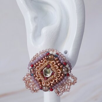 おしゃべりなピアス・イヤリング61｜インド刺繍×コッパー×大ぶり×選べる金具×ビーズ刺繍×サージカルステンレス