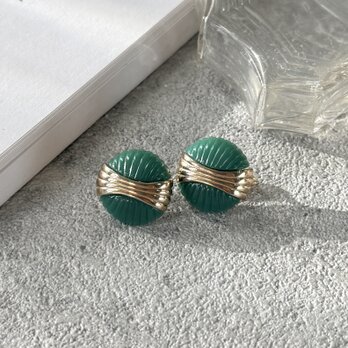 YA219-【 AVON 】エイボン・ヴィンテージイヤリング Convertible Jade Green Gold Tone