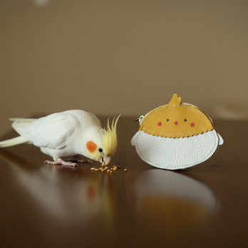 ちょこんと佇む愛嬌。 オカメインコのファスナーウォレット｜オーダー対応レザー小物
