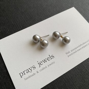 チタンポストフランスヴィンテージガラスパールスタッドピアス・一粒・シンプル・Wパール