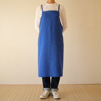 【即納】　 リラックスエプロン　リネン　フレンチブルー