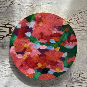 油彩 絵画 『Wild Flowers 2025』｜丸形アートパネル 直径20cmインテリア 絵画 原画