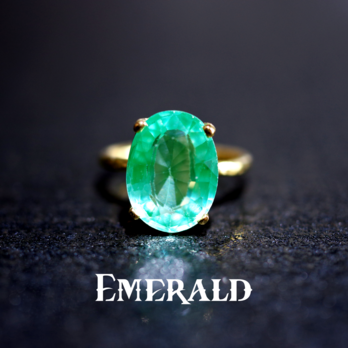 New ☆新作 『エメラルド』の世界でひとつの天然石リングsv925kgp18