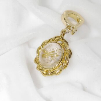 3.50ctルチルクォーツとSV925のトップ（トップのみの販売です、天然石、金線入り水晶、針入り水晶、K18メッキ）