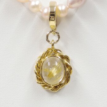 3.50ctルチルクォーツとSV925のトップ（トップのみの販売です、天然石、金線入り水晶、針入り水晶、K18メッキ）