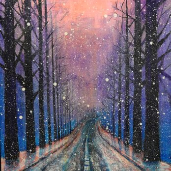 油絵  【雪降る幻想】