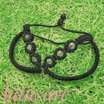 お花3つずつハーネスS+ スワロ ダイヤカット12mm チワワ ヨーキー ポメラニアン トイプードル パラコード 犬ハーネス