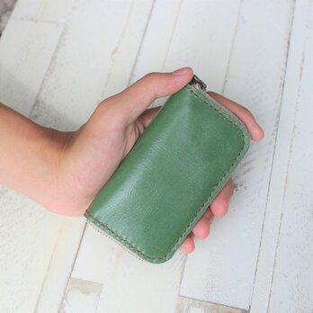 【名入れ無料】本革キーケース　グリーン