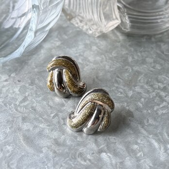 PA456-【 AVON 】エイボン・ヴィンテージピアス 1987 Silver Tone Glitter Swirl