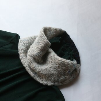 手紡ぎの温かさを！ホームスパン手紡ぎニットネックウォーマー【Sky】
