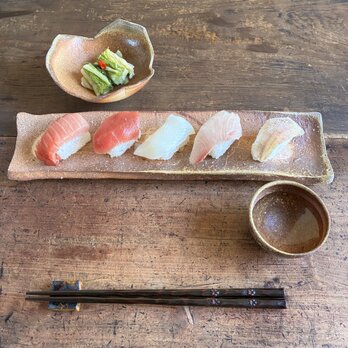 信楽 白荒土 長角皿｜穴窯焼成｜ぼたもちと火色の景色（A01）