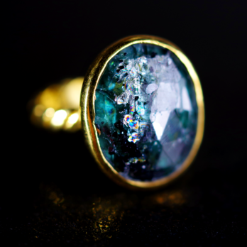 NEW『煌めくモスカイヤナイト』世界でひとつ天然石リングsv925