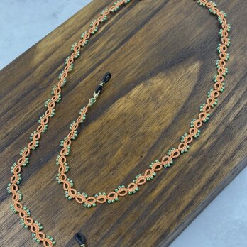 《キャラメル》「魅せる」タティングレースのグラスチェーン