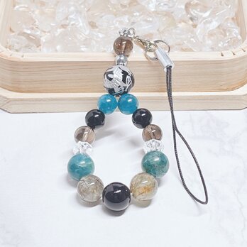 2026年 丙午 不運や流れを整える心強い相棒◎銀龍オニキス天然石ストラップ/パワーストーンストラップ｜No.838Sのコピー