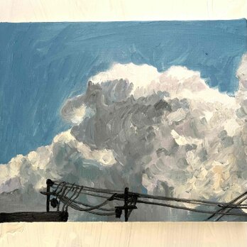 油彩画　原画「近所の風景　その2」アート　絵画 22×27㎝ F3　キャンバス