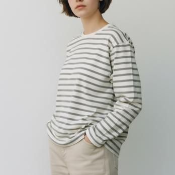 【限定価格】カフェモカボーダー　クルーネック　Tシャツのコピー