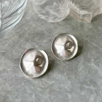 Y1214-ヴィンテージイヤリング U.S.A. 1980's Matte Texture Wavy Round