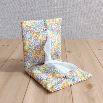 リバティ　携帯ティッシュケース　BOXティッシュから詰替え　ミシェル　イエローオレンジ　573