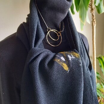 【手織り】Mシルク100％ストール（黒）