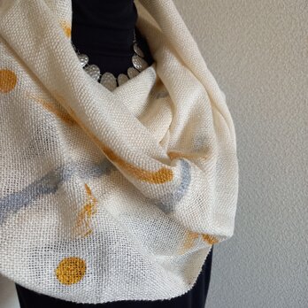 【手織り】Mシルク100％ストール（白）