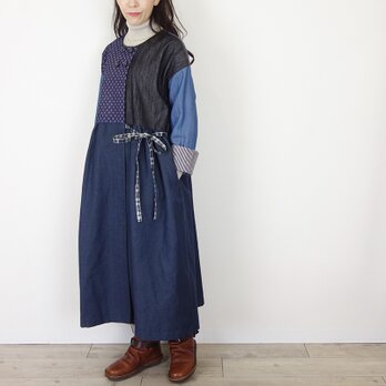 [予約販売] デニムMIXドロップ羽織りワンピース