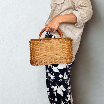 【受注生産】卒業式・入学式にも　ラタン（籐）の手編みカゴバッグ/トート型カゴバッグ